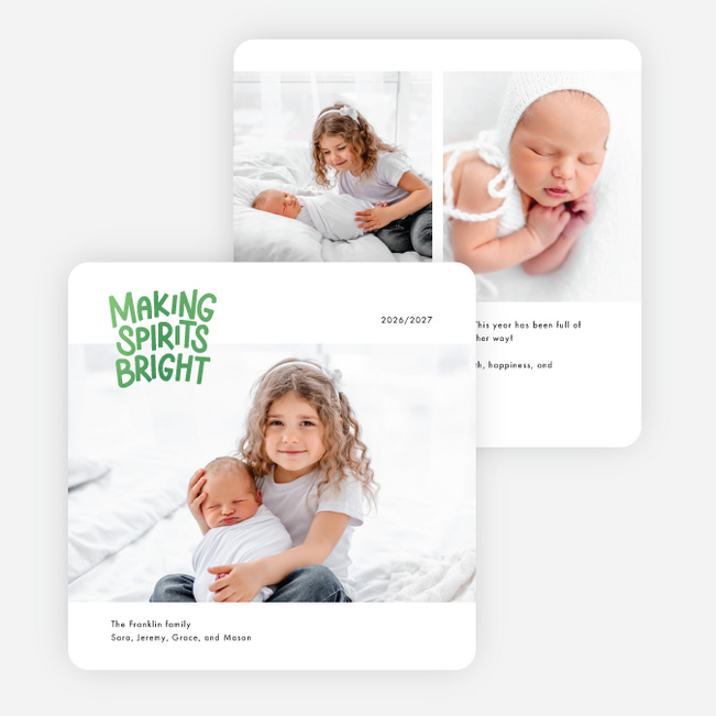 Spirited Greetings Holiday Cards and Invitations - Green