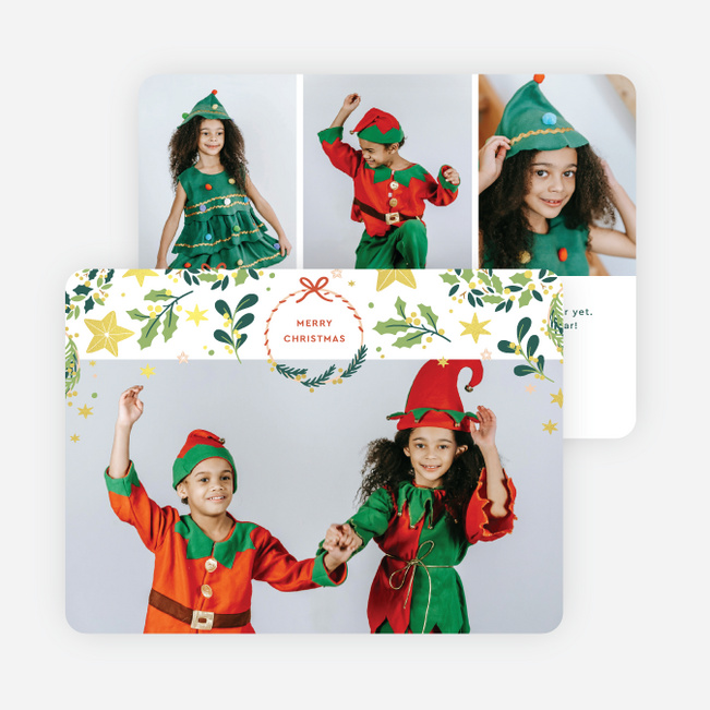 Stars and Wreaths Christmas Cards - Yellow