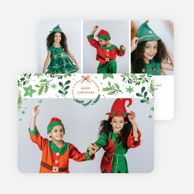 Stars and Wreaths Christmas Cards - Green