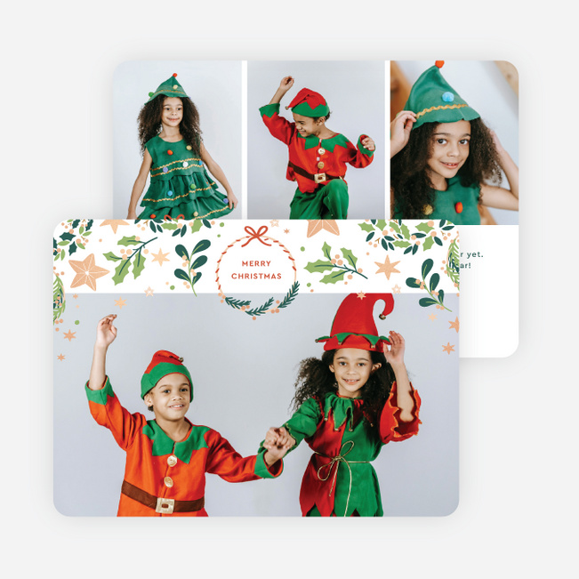 Stars and Wreaths Christmas Cards - Pink