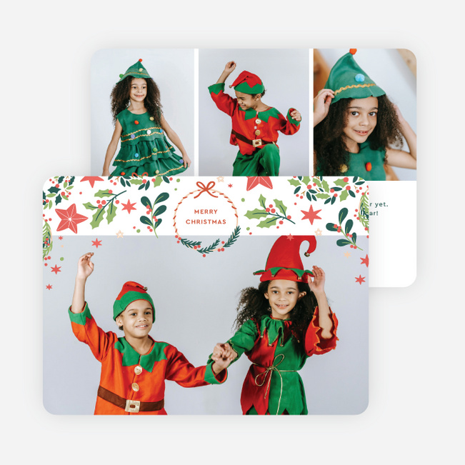 Stars and Wreaths Christmas Cards - Red