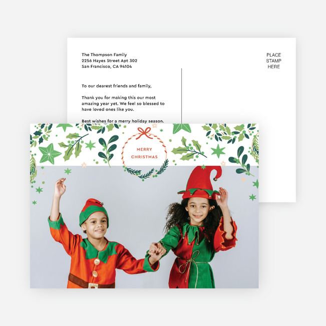 Stars and Wreaths Christmas Cards - Green
