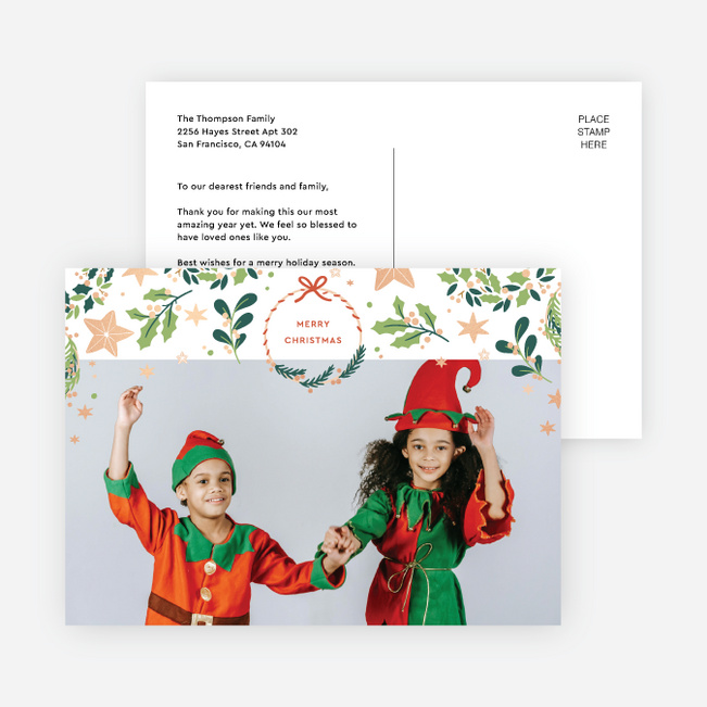 Stars and Wreaths Christmas Cards - Pink