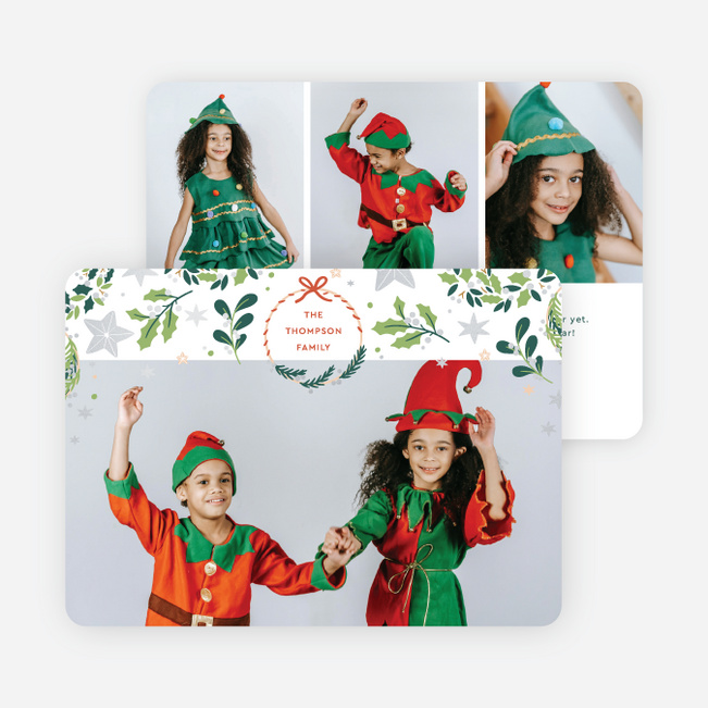 Stars and Wreaths Holiday Cards and Invitations - Gray