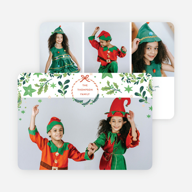 Stars and Wreaths Holiday Cards and Invitations - Green