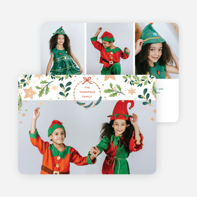Stars and Wreaths Holiday Cards and Invitations - Pink