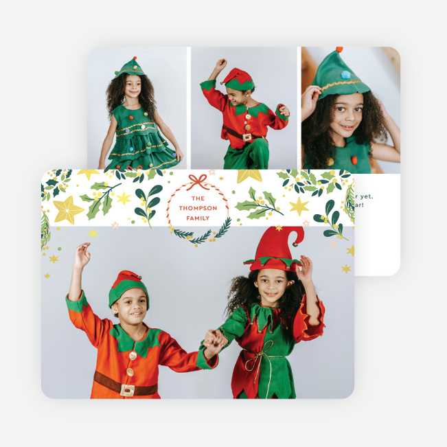 Stars and Wreaths Holiday Cards and Invitations - Yellow