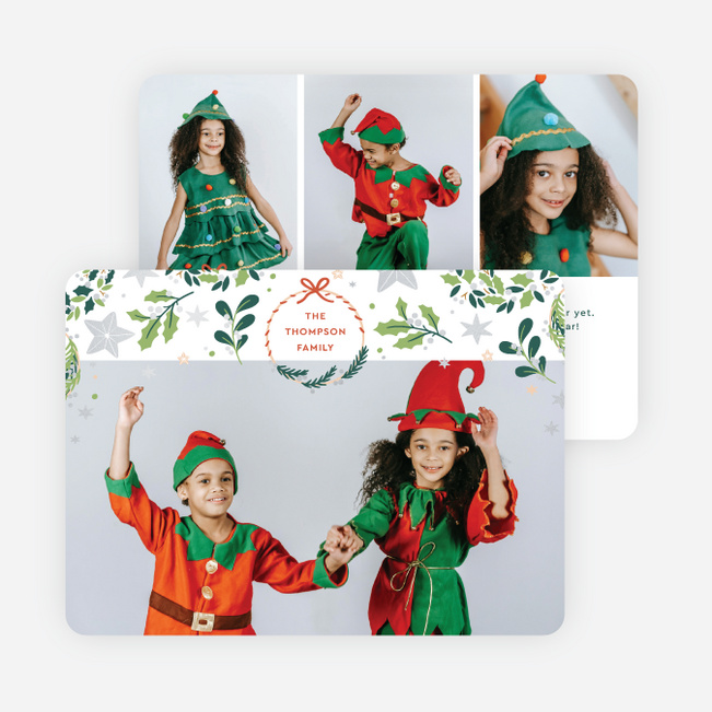Stars and Wreaths Holiday Cards and Invitations - Gray