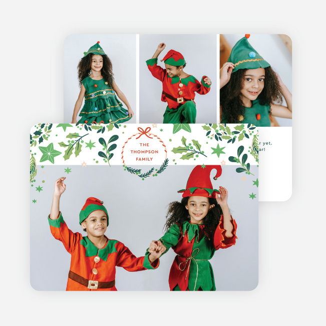 Stars and Wreaths Holiday Cards and Invitations - Green