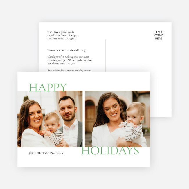 Subtle Greeting Holiday Cards and Invitations - Green