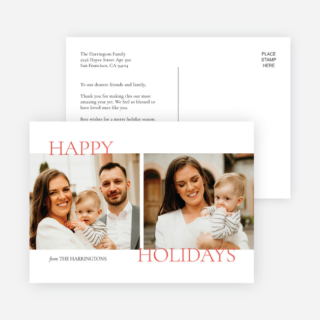 Subtle Greeting Holiday Cards and Invitations - Red
