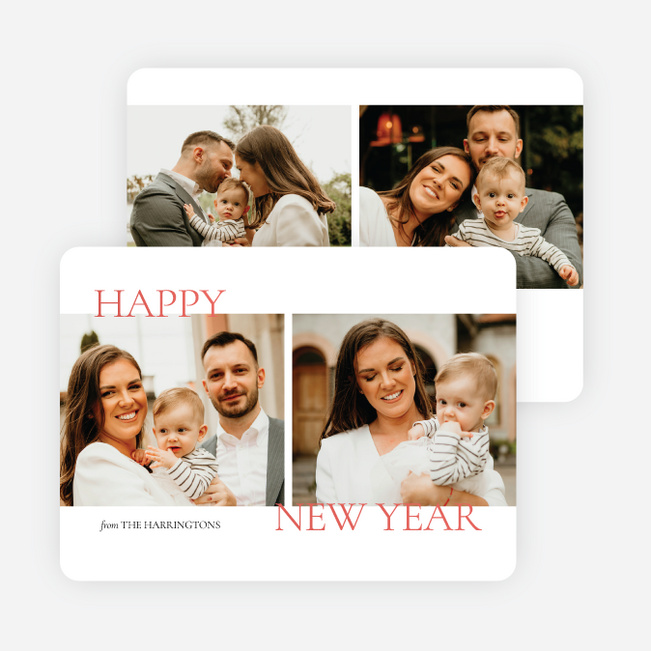 Subtle Greeting New Year Cards and Invitations - Red