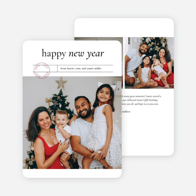 Touch of Rustic New Year Cards and Invitations - White