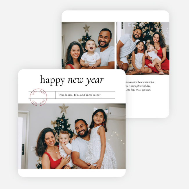 Touch of Rustic New Year Cards and Invitations - White