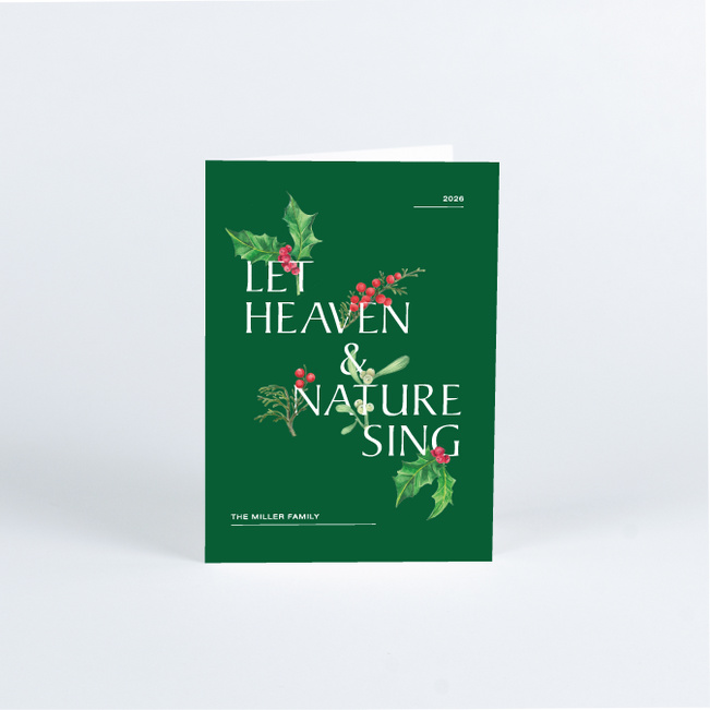Festive Holly Christmas Cards - Green
