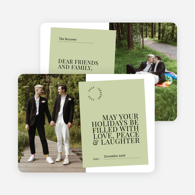 Memorable Memo Holiday Cards and Invitations - Green