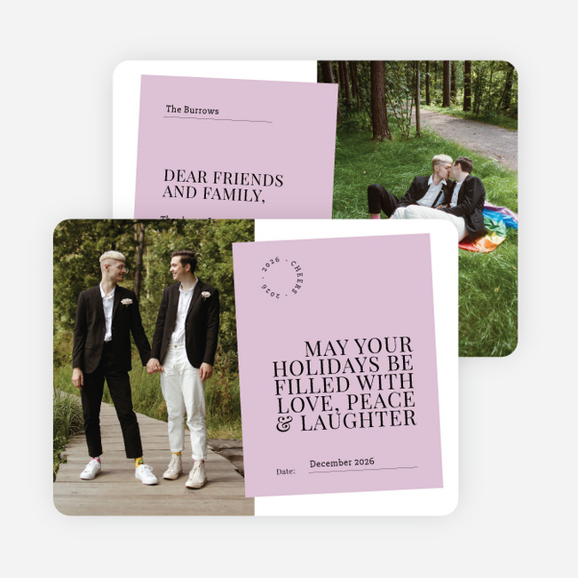 Memorable Memo Holiday Cards and Invitations - Purple