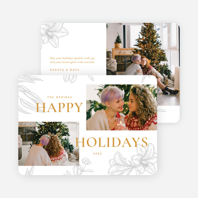 Muted Florets Holiday Cards and Invitations - Yellow