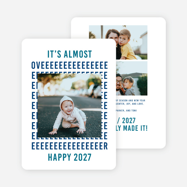 Really Long Time New Year Cards and Invitations - Blue