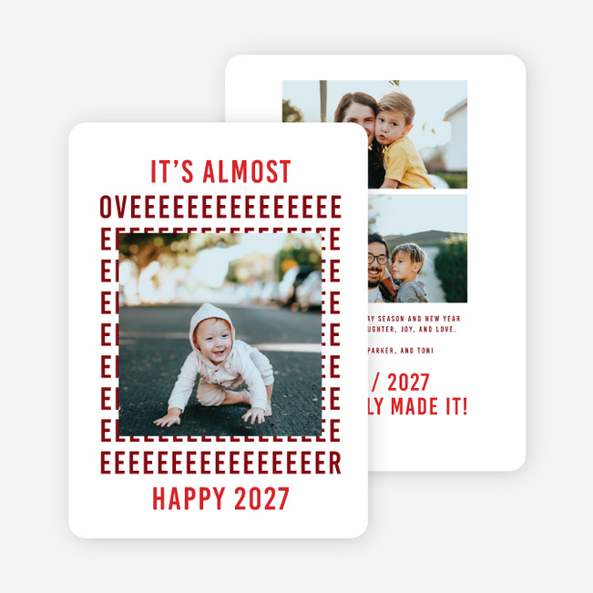 Really Long Time New Year Cards and Invitations - Red
