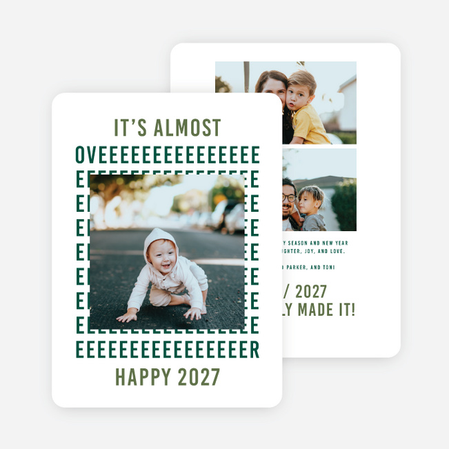 Really Long Time New Year Cards and Invitations - Green