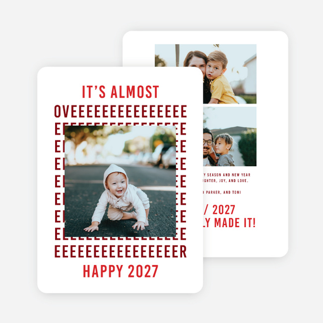Really Long Time New Year Cards and Invitations - Red