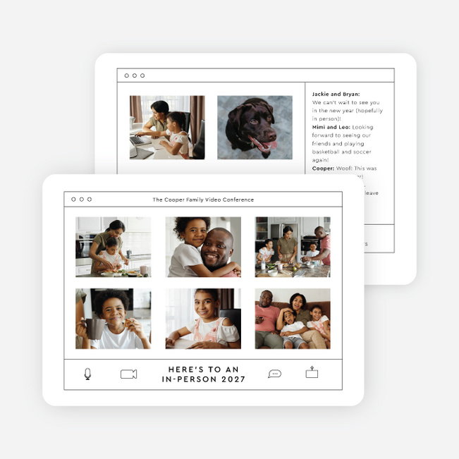 Remote Greetings New Year Cards and Invitations - White
