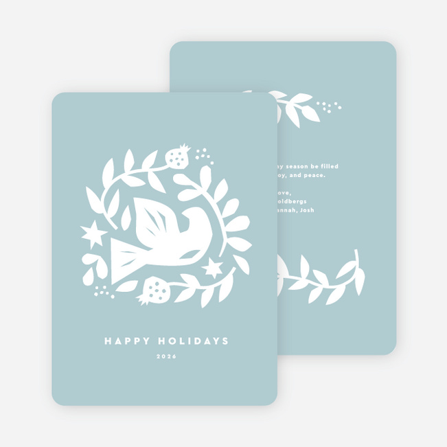 Bird Cutout Multi Photo Holiday Cards - Blue