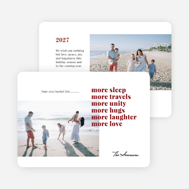 More Bucket List New Year Cards and Invitations - Red