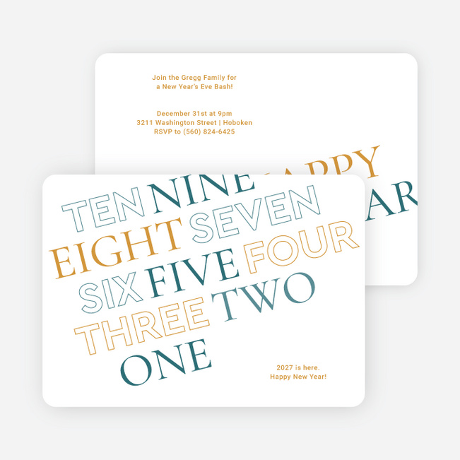 Countdown with Me New Year Cards and Invitations - Blue