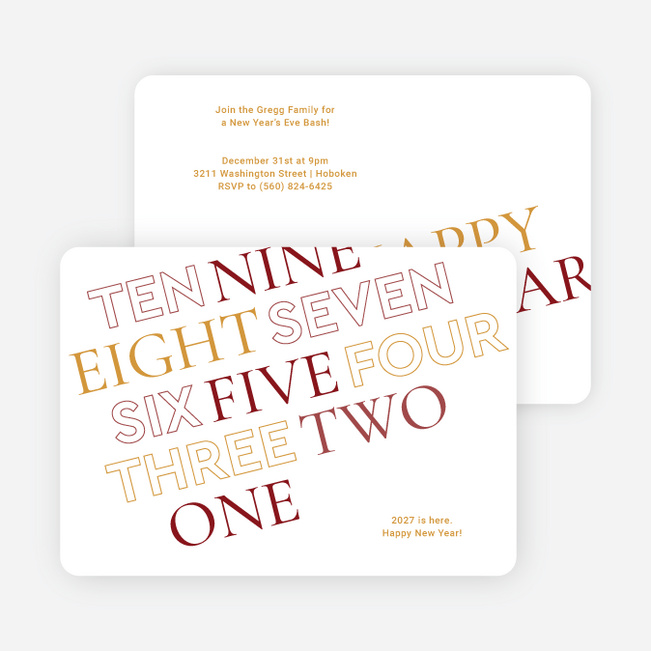 Countdown with Me New Year Cards and Invitations - Red