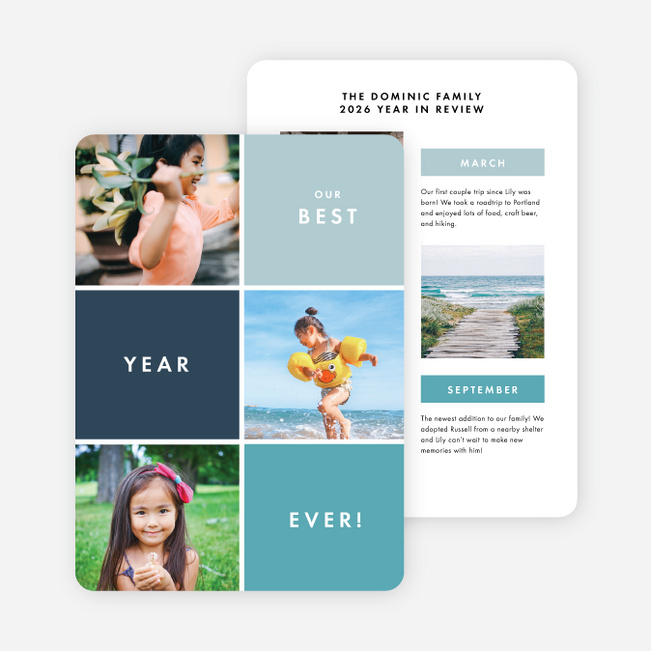 Best Year Ever Multi Photo Holiday Cards - Blue