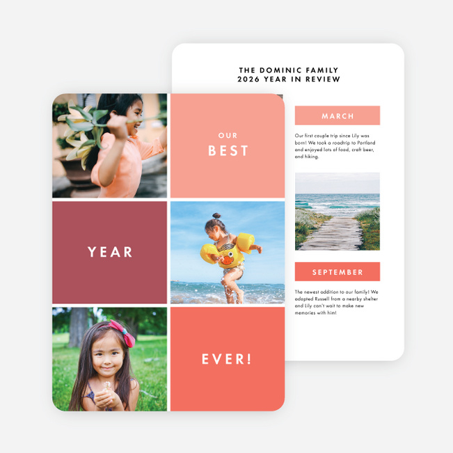 Best Year Ever Multi Photo Holiday Cards - Pink