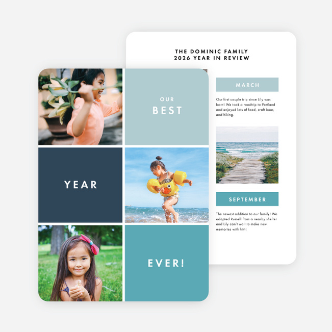 Best Year Ever Multi Photo Holiday Cards - Blue