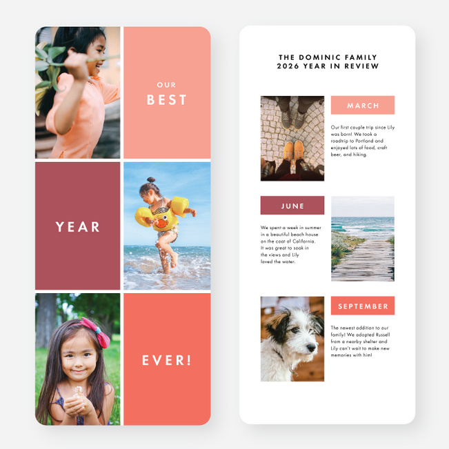Best Year Ever Multi Photo Holiday Cards - Pink