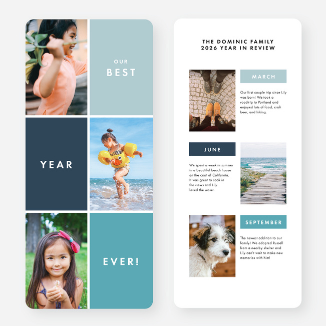 Best Year Ever Multi Photo Holiday Cards - Blue