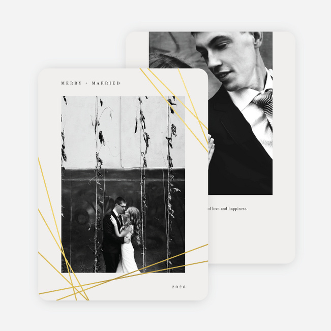 Foil Asymmetrical Frame Holiday Cards - Yellow