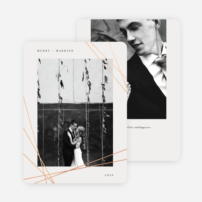 Foil Asymmetrical Frame Holiday Cards - Pink