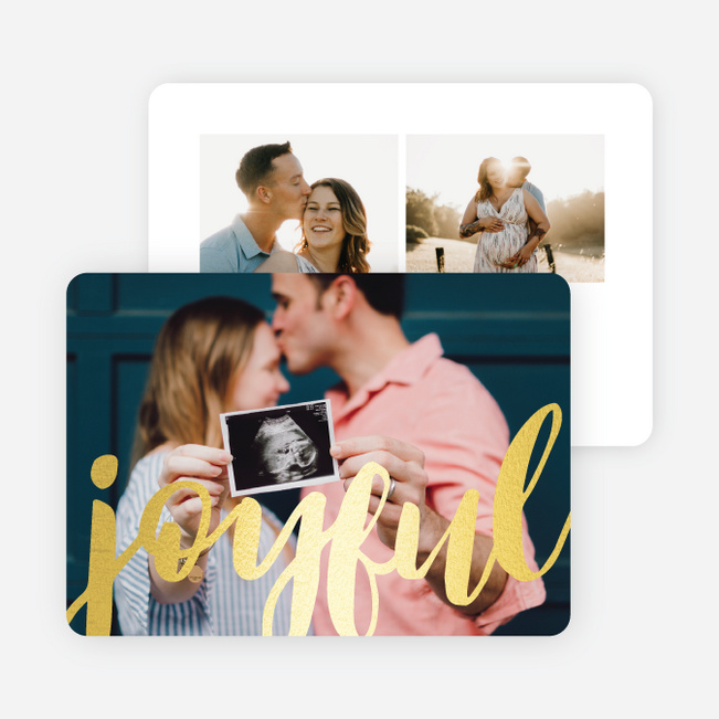 Foil Joyful Script Multi Photo Holiday Cards - Yellow