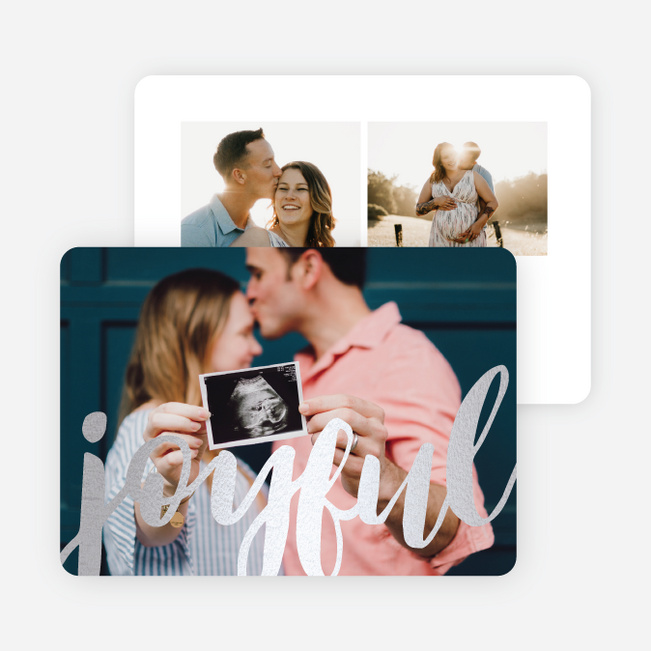 Foil Joyful Script Multi Photo Holiday Cards - Gray