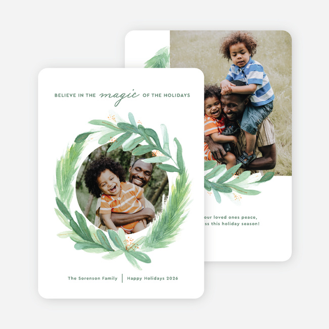 Magical Wreath Holiday Cards and Invitations - Green
