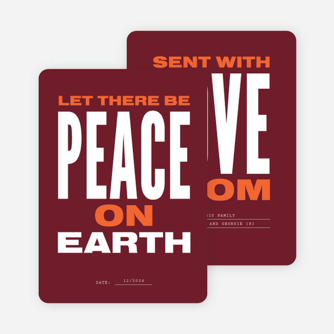 Peace Poster Multi Photo Holiday Cards - Red