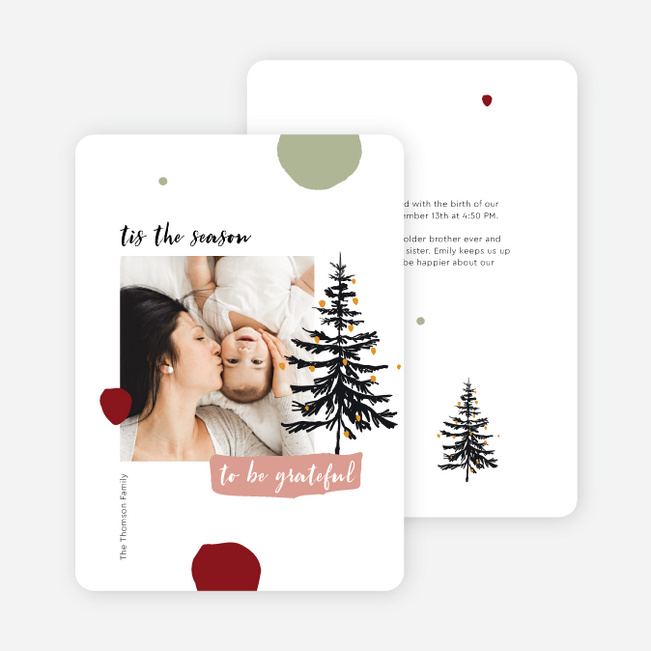 Season of Gratitude Personalized Christmas Cards - Red