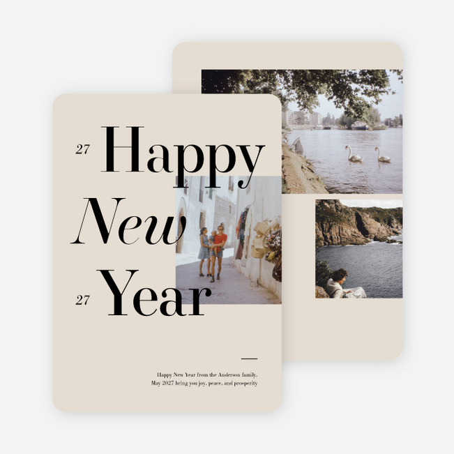 Serif Greetings New Year Cards and Invitations - Beige