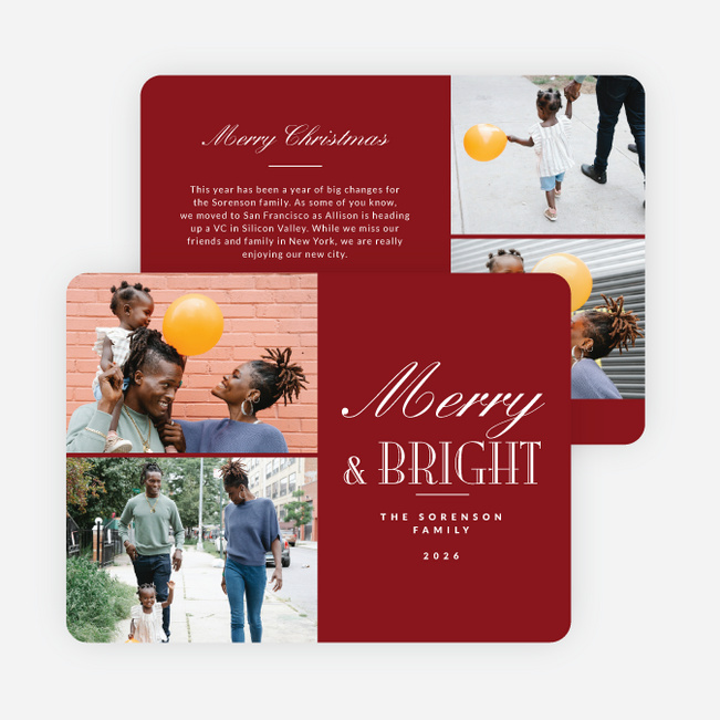 Blissful Wishes Personalized Christmas Cards - Red