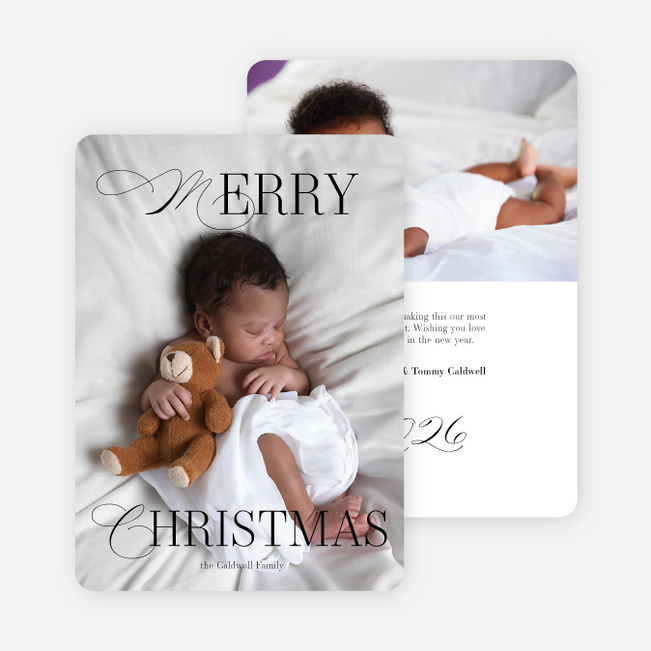 Elegantly Flourished Christmas Cards - White