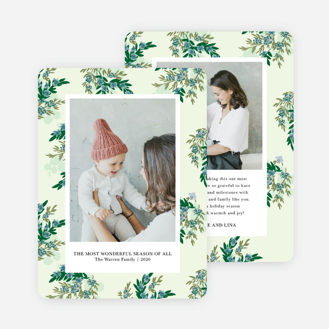 Patterned Serenity Holiday Cards and Invitations - Green