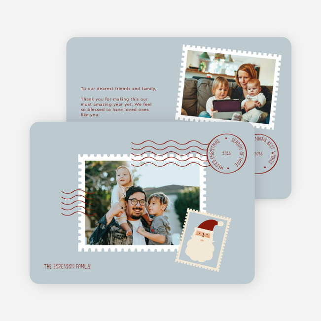 Postmarked Wishes Christmas Cards - Blue