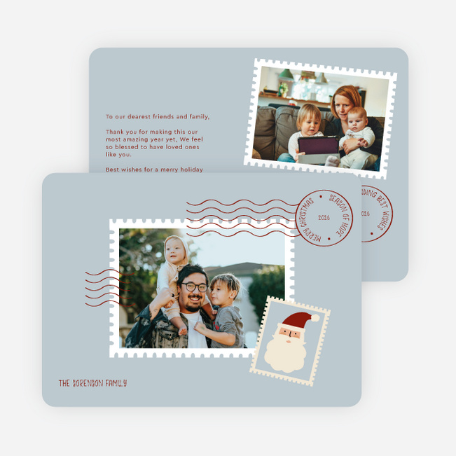 Postmarked Wishes Christmas Cards - Blue