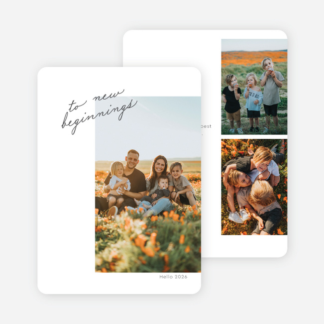 To New Beginnings Multi Photo Holiday Cards - White